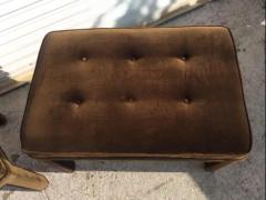 Pair of Brown Velour Parsons Style Tufted Ottomans - 3870750