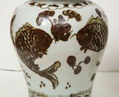 Pair of Brown and White Ginger Jars - 1312581