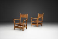 Pair of Brutalist Armchairs with Leather Seats Europe 1970s - 4365595