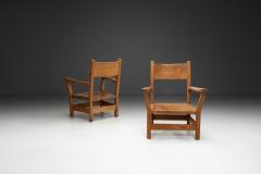 Pair of Brutalist Armchairs with Leather Seats Europe 1970s - 4365596