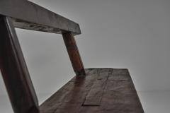 Pair of Brutalist Benches in Solid Oak Belgium Second Half of the 20th Century - 4691894