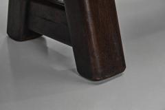 Pair of Brutalist Benches in Solid Oak Belgium Second Half of the 20th Century - 4691898