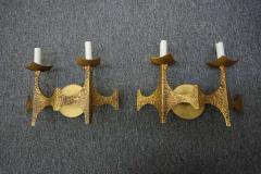 Pair of Brutalist Brass Sconces by Moe Bridges Mid Century Modern - 1796264