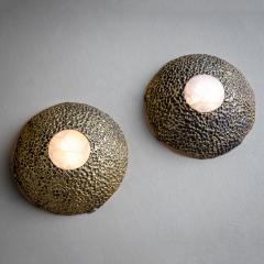 Pair of Brutalist Bronze Wall Lamps by Cierre Lampadari Milan 1960s 70s - 4435949