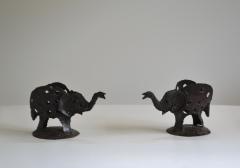 Pair of Brutalist Elephant Form Candlesticks - 3157879