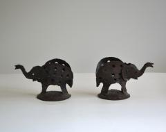 Pair of Brutalist Elephant Form Candlesticks - 3157880