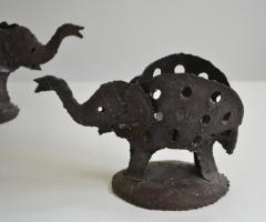 Pair of Brutalist Elephant Form Candlesticks - 3157882