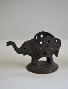 Pair of Brutalist Elephant Form Candlesticks - 3157884