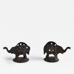 Pair of Brutalist Elephant Form Candlesticks - 3161210