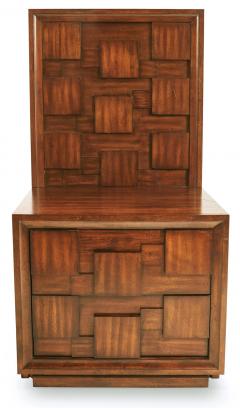 Pair of Brutalist Mahogany Two Drawer Bedside Tables - 4634403