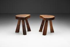 Pair of Brutalist Tripod Stools France 1960s - 4184669