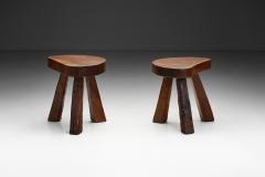 Pair of Brutalist Tripod Stools France 1960s - 4184671