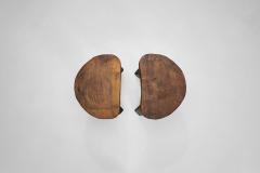 Pair of Brutalist Tripod Stools France 1960s - 4184672