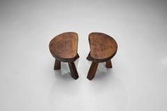 Pair of Brutalist Tripod Stools France 1960s - 4184673