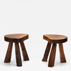 Pair of Brutalist Tripod Stools France 1960s - 4192082
