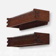 Pair of Brutalist style Carved Oak Hat and Coat Racks C 1960 - 4598231