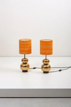Pair of Bubble Brass 1970s Table Lamps with Original Shades - 766400