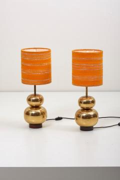 Pair of Bubble Brass 1970s Table Lamps with Original Shades - 766401