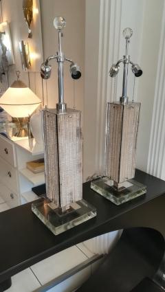 Pair of Building table lamps in glass - 2411747