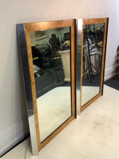 Pair of Burlwood and Chrome Modern Mirrors - 885180