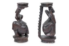 Pair of Burmese Ebonized Wood Dancing Figures - 4201560