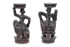 Pair of Burmese Ebonized Wood Dancing Figures - 4201561