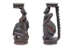 Pair of Burmese Ebonized Wood Dancing Figures - 4201562