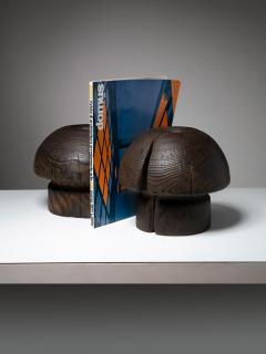 Pair of Burnished Solid Wood Vases - 4725169