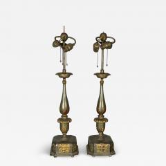 Pair of Caldwell Pewter and Bronze Table Lamps - 3756634