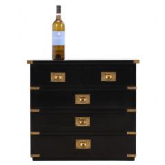 Pair of Campaign Style Ebonized Mahogany Nightstands C 1950 - 4601396