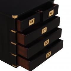 Pair of Campaign Style Ebonized Mahogany Nightstands C 1950 - 4601398
