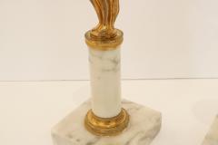 Pair of Candleholders with Karyatids Bronze Marble Early 19th Century - 3621556