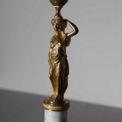 Pair of Candleholders with Karyatids Bronze Marble Early 19th Century - 3621559