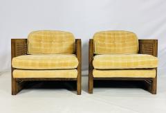 Pair of Cane Back Lounge Chairs by Debu Furniture USA 1970s - 4202878
