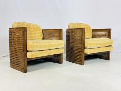 Pair of Cane Back Lounge Chairs by Debu Furniture USA 1970s - 4202879