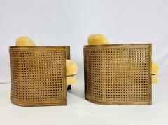 Pair of Cane Back Lounge Chairs by Debu Furniture USA 1970s - 4202881