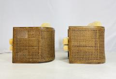 Pair of Cane Back Lounge Chairs by Debu Furniture USA 1970s - 4202883