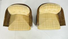 Pair of Cane Back Lounge Chairs by Debu Furniture USA 1970s - 4202884