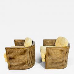 Pair of Cane Back Lounge Chairs by Debu Furniture USA 1970s - 4203741