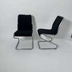 Pair of Cantilever Z Chairs Steeltube and Black Fabric Italy circa 1970 - 4026619