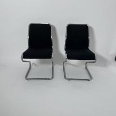 Pair of Cantilever Z Chairs Steeltube and Black Fabric Italy circa 1970 - 4026620