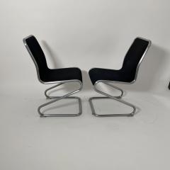 Pair of Cantilever Z Chairs Steeltube and Black Fabric Italy circa 1970 - 4026623