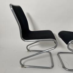Pair of Cantilever Z Chairs Steeltube and Black Fabric Italy circa 1970 - 4026628