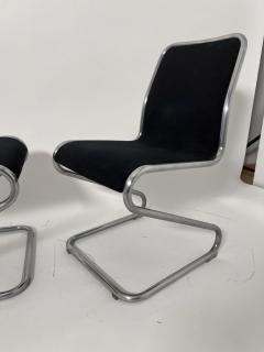 Pair of Cantilever Z Chairs Steeltube and Black Fabric Italy circa 1970 - 4026629