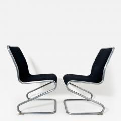 Pair of Cantilever Z Chairs Steeltube and Black Fabric Italy circa 1970 - 4029091