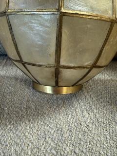 Pair of Capiz Shell and Brass Wall Sconces Small 1970s - 4553344