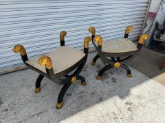 Pair of Carule Footstools with Gilded Lion heads and feet - 4306832