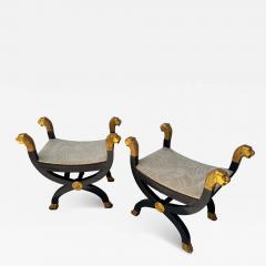 Pair of Carule Footstools with Gilded Lion heads and feet - 4306946
