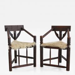 Pair of Carved African Monk Chairs - 417076