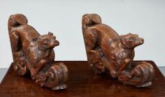 Pair of Carved Arts Crafts Fox Brackets - 2619972